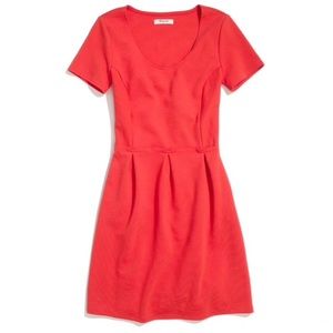 Madewell Red Bistro Short Sleeve Dress